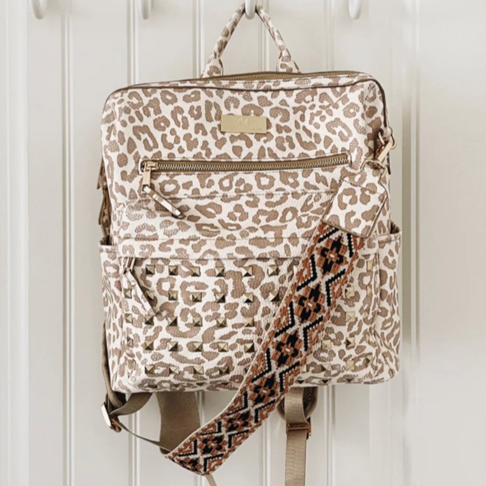 Harlee Bee and Co Taupe Leopard Diaper Bag